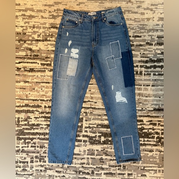 Lucky Brand Highrise Mom Patch Works Blue Jeans Size 6 Cotton - Picture 2 of 12